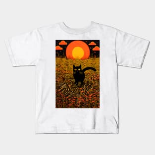 Riso-graphic Cat's Joyful Field Kids T-Shirt